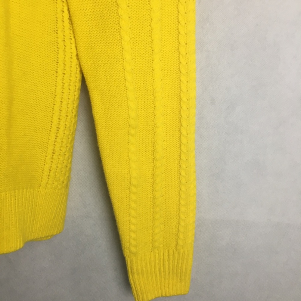 🔥J. Crew 100% Wool cable-knit sweater yellow. L - Picture 5 of 8